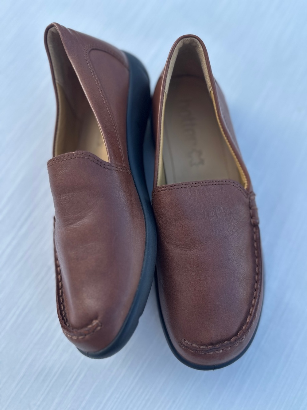 Hotter Leather Hand-Stitched Slip-On Driving Loafer Mocs in Cognac Brown | 6